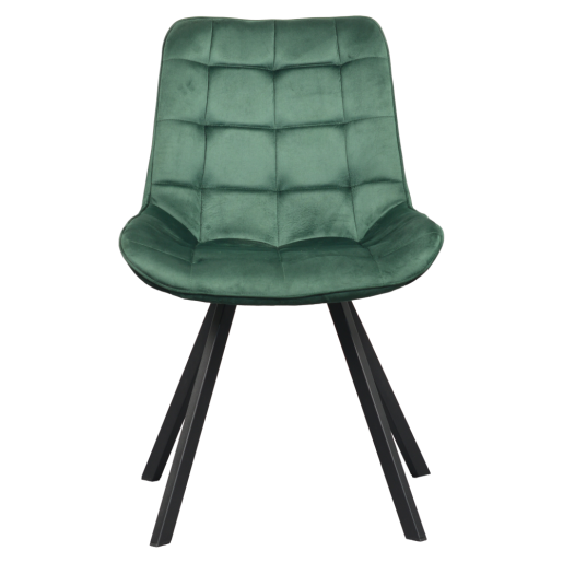 Scaun dining catifea verde metal negru Samira 55x61x87 cm