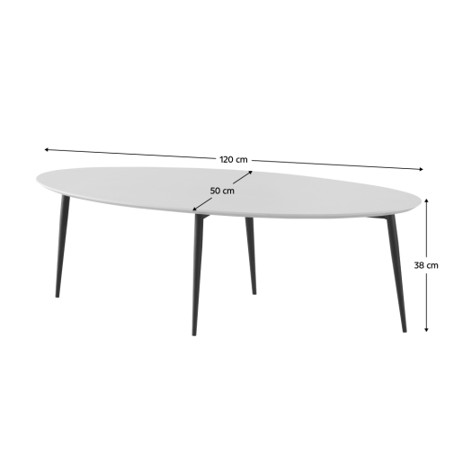 Masuta de cafea MDF alb metal negru Sanam 120x50x38 cm