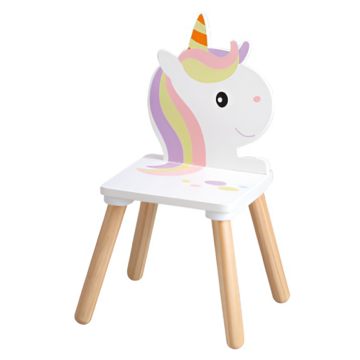 Set masuta, 2 scaune camera copii mdf lemn multicolor Unicorn 50x50x42,5 cm, 24x28x49,5 cm