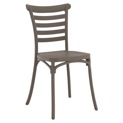 Scaun stivuibil, plastic gri maroniu taupe, Savito 44x44x84 cm