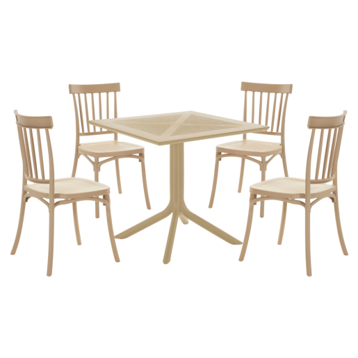 Scaun stivuibil plastic maro Sazen 45x47x87 cm 