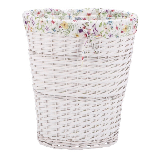 Cos rufe, depozitare lemn salcie alb, textil multicolor 48 x 37 x 52 cm