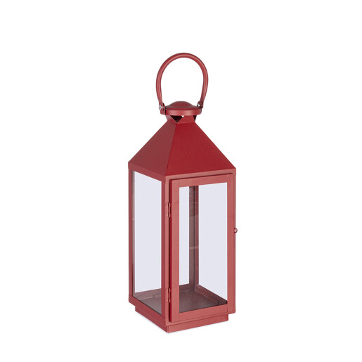 Felinar metal rosu Lucinda 15.5x15x40 cm