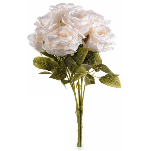 Buchet Trandafiri artificiali albi verzi 44 cm