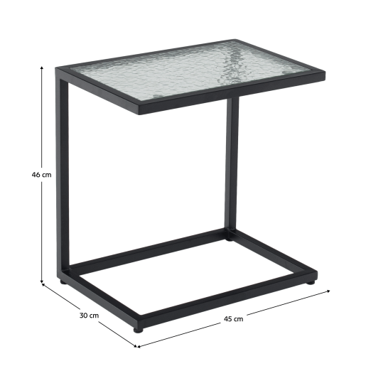 Masa de gradina otel negru sticla securizata Selko 45x30x46 cm