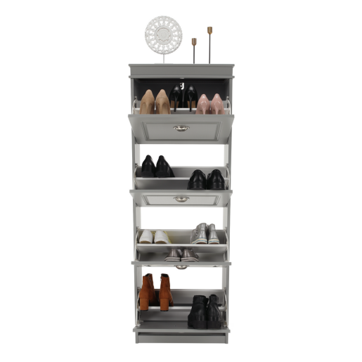 Pantofar mdf pal gri 4 compartimente Seber 53,5x24x152 cm