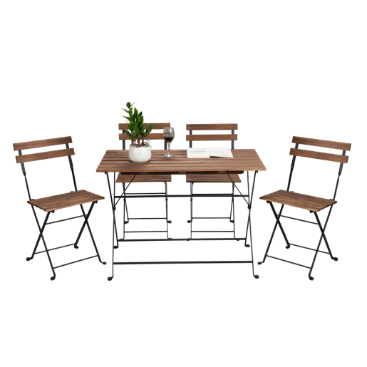 Set mobilier gradina otel negru lemn maro Sedan 100x54x71 cm, 39x44x80 cm