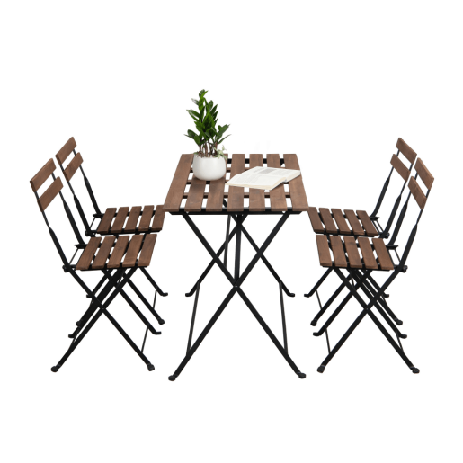 Set mobilier gradina otel negru lemn maro Sedan 100x54x71 cm, 39x44x80 cm