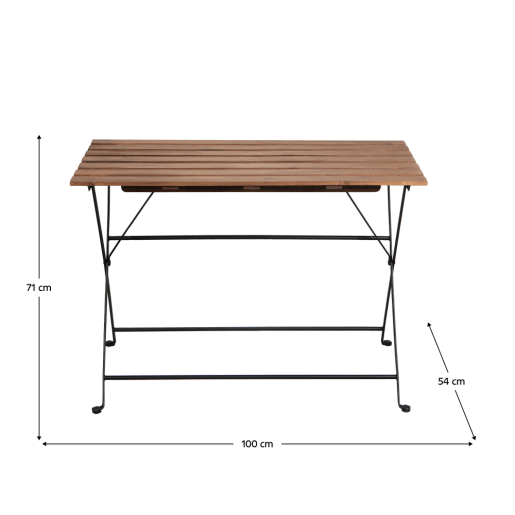Set mobilier gradina otel negru lemn maro Sedan 100x54x71 cm, 39x44x80 cm