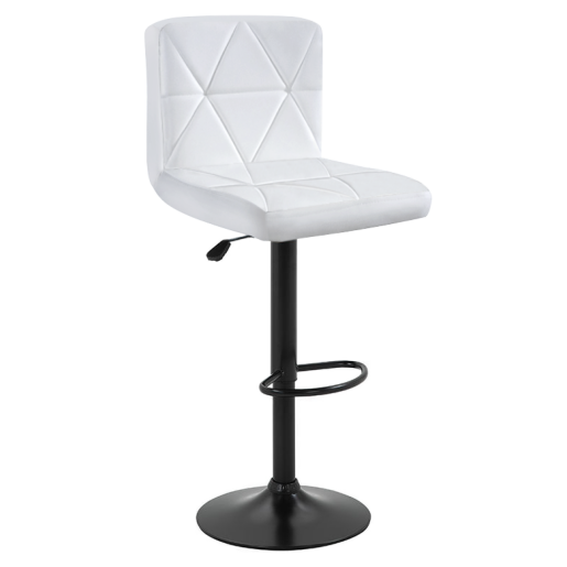 Scaun bar metal negru piele ecologica alba Selest 43x51x90-111 cm