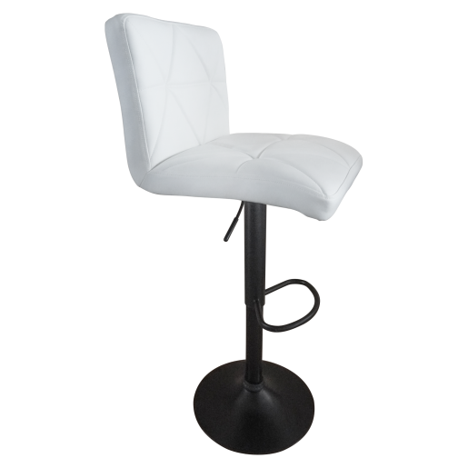 Scaun bar metal negru piele ecologica alba Selest 43x51x90-111 cm