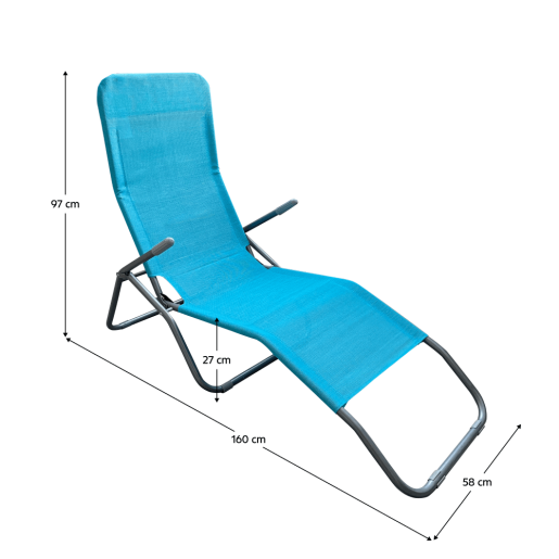 Sezlong de gradina albastru gri Selno 58x160x97 cm