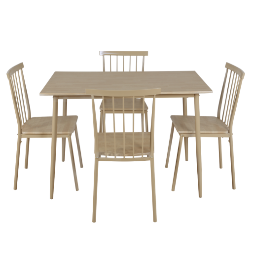 Set masa, 4 scaune mdf metal natur Sendo 110x70x75,5 cm, 42,5x46x85 cm