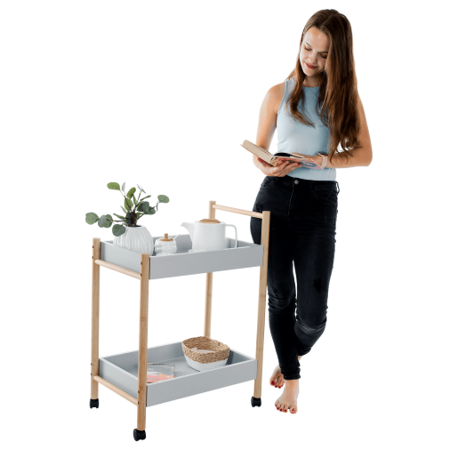 Carucior servire gri natur Seryl 58x36x80 cm 