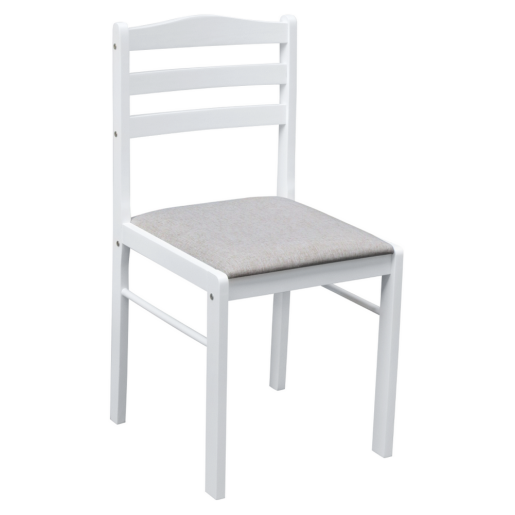 Set masa, 4 scaune mdf alb textil gri Somin 110,5x70,5x76 cm, 40,6x45x84,6 cm