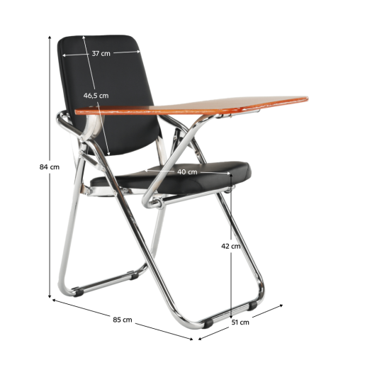 Scaun conferinta cu masuta negru natur Soner 51x85x84 cm 