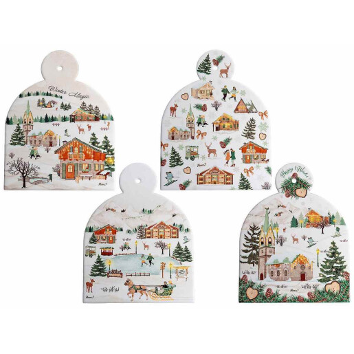Set 4 suporturi vase fierbinti Craciun ceramica multicolora cm 18 x 23 H