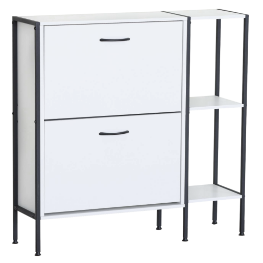 Pantofar pal alb otel negru Sovio 88x24x87 cm