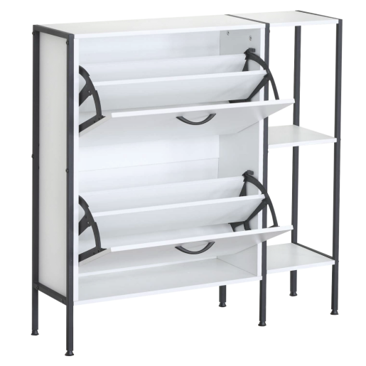 Pantofar pal alb otel negru Sovio 88x24x87 cm