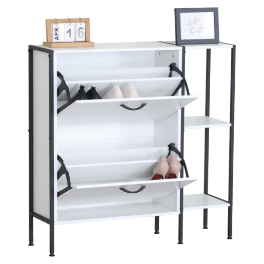 Pantofar pal alb otel negru Sovio 88x24x87 cm