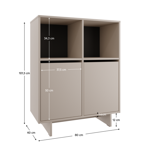 Comoda DTD culoare casmir Stando 80x40x101,5 cm
