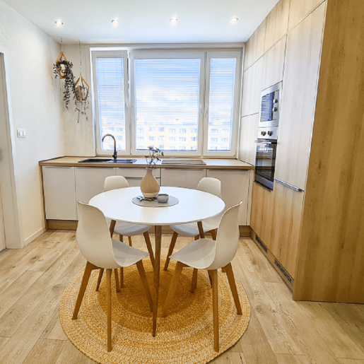 Masa dining MDF alb lemn fag Elcan 80x75 cm