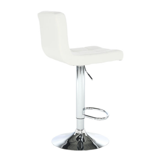 Scaun bar piele ecologica alba crom Kandy 40x41x87-107 cm