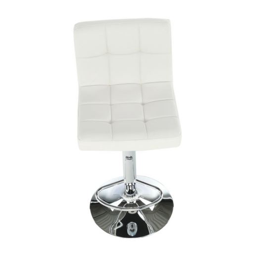 Scaun bar piele ecologica alba crom Kandy 40x41x87-107 cm