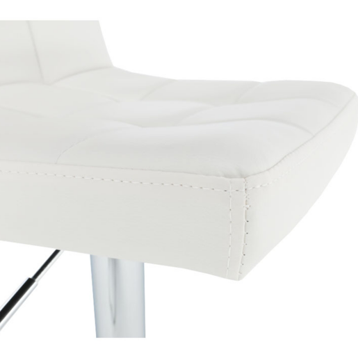 Scaun bar piele ecologica alba crom Kandy 40x41x87-107 cm