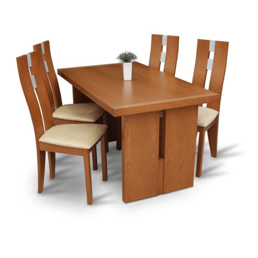 Scaun dining lemn masiv textil bej Bona 44,5x50x103 cm