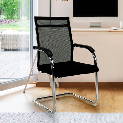 Scaun sedinta negru argintiu Esin 55x64x93 cm