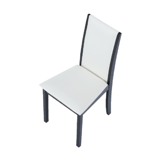Set masa si 4 scaune negre piele eco alba  Venis 110x70x74 cm, 44x48x90 cm