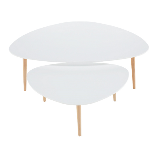 Set 2 masute mdf alb fag natur Folko 116x66x45 cm, 75x43x39 cm