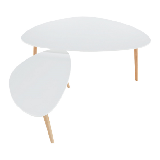 Set 2 masute mdf alb fag natur Folko 116x66x45 cm, 75x43x39 cm