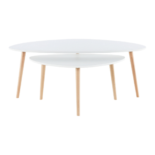 Set 2 masute mdf alb fag natur Folko 116x66x45 cm, 75x43x39 cm