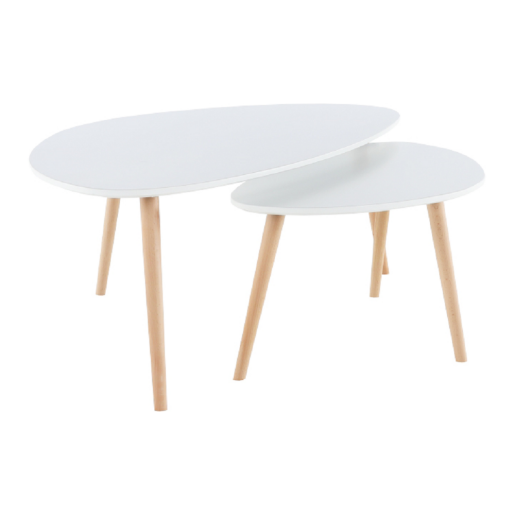 Set 2 masute mdf alb fag natur Folko 116x66x45 cm, 75x43x39 cm