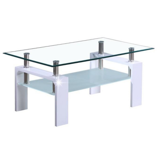 Masuta sticla alb lucios Libor 100x60x42 cm