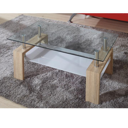 Masuta cafea mdf stejar sonoma sticla Libor 100x42x60 cm