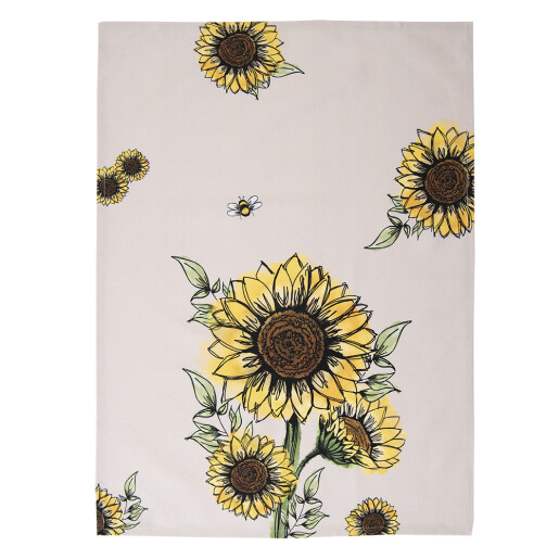 Set 3 prosoape bucatarie bumbac multicolor Floarea Soarelui 50x70 cm