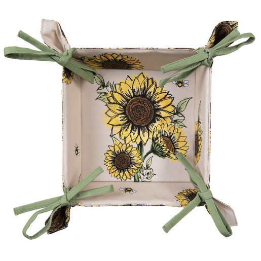 Cos paine bumbac multicolor Floarea Soarelui 35x35x8 cm