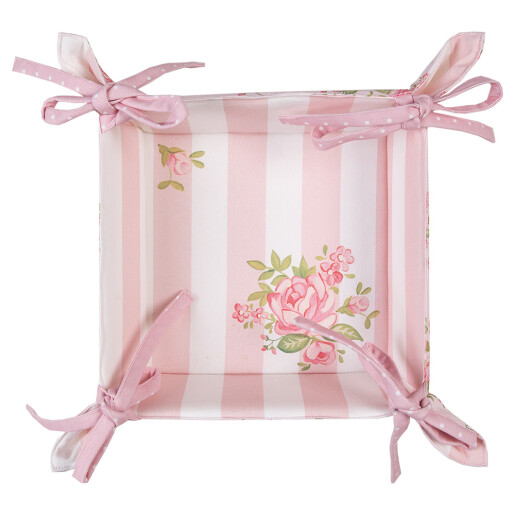 Cos paine bumbac verde roz 35x35x8 cm