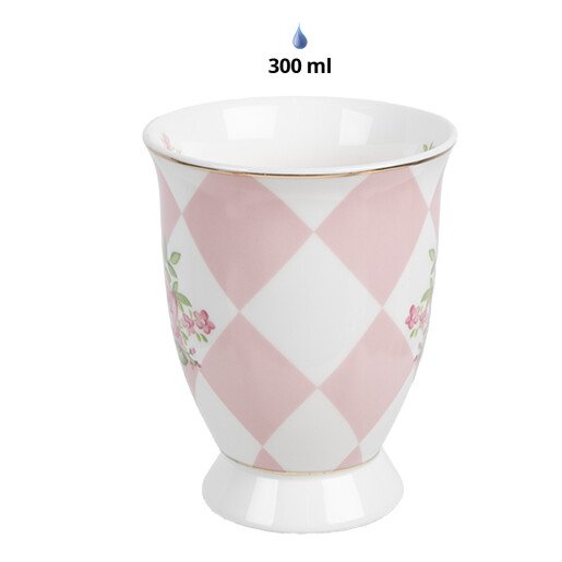 Set 6 cani portelan alb roz verde 12x8x10 cm, 300 ml