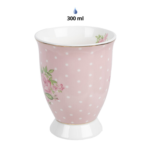 Set 6 cani portelan roz verde alb 12x8x10 cm, 300 ml