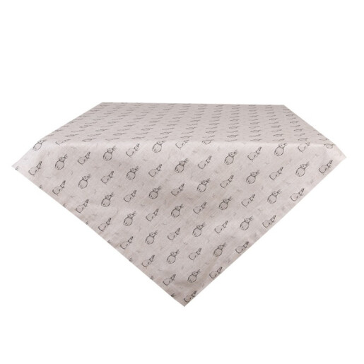 Fata masa bumbac bej gri Iepurasi 100x100 cm