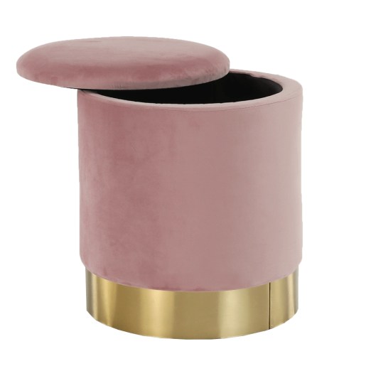 Taburet catifea roz crom auriu Aniza 38x38x42 cm