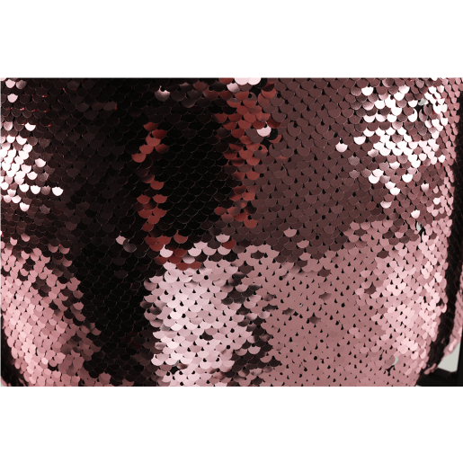 Taburet textil roz paiete picioare metal negru Tomia 35x35x43 cm