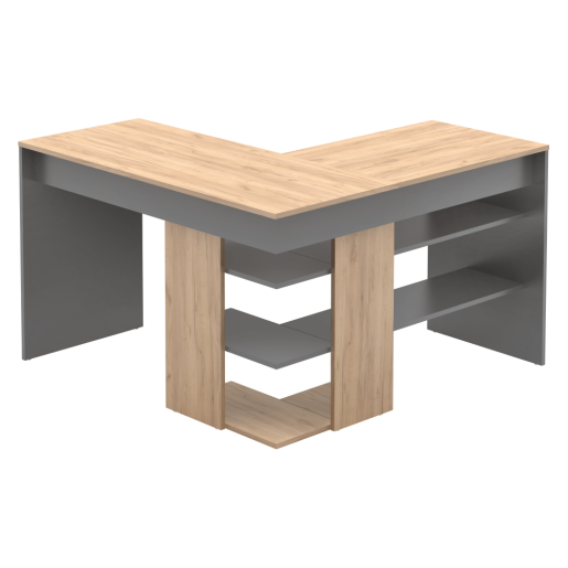 Birou de colt DTD stejar artisan grafit Tamari 120x120x75,4 cm