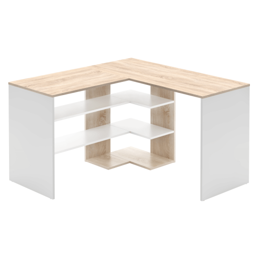 Birou de colt DTD stejar sonoma alb Tamari 120x120x75,4 cm