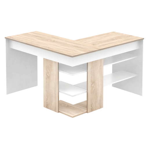 Birou de colt DTD stejar sonoma alb Tamari 120x120x75,4 cm