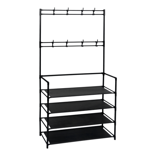 Cuier cu suport pentru pantofi negru Taras 80x28x158 cm 